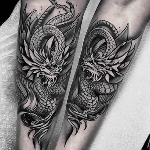 Dragon tatto on two legs