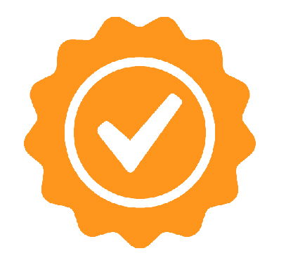 OBI Services image of orange checkmark badge representing Google Searches data entry services quality.