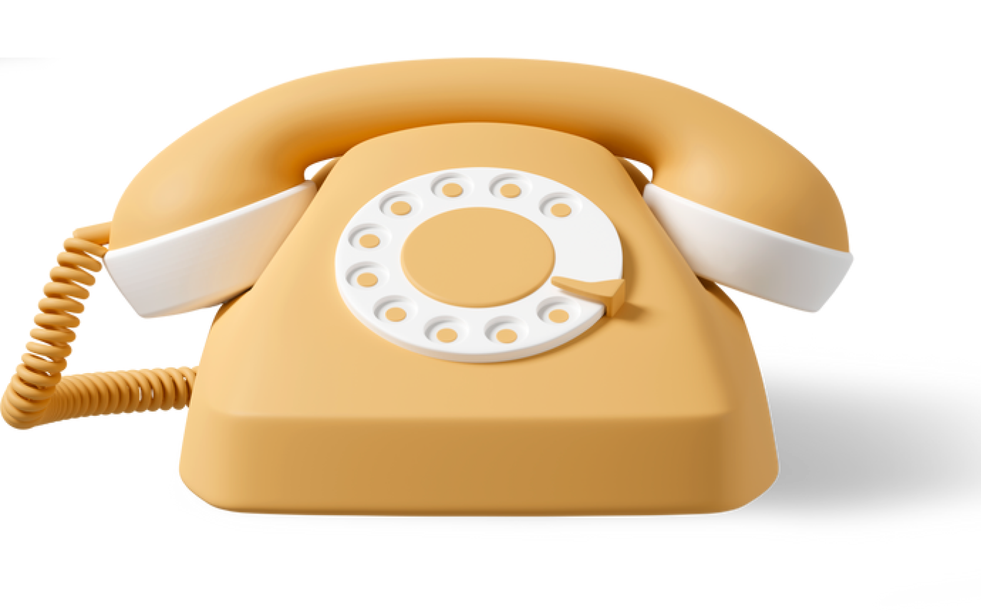 Front view of yellow retro phone