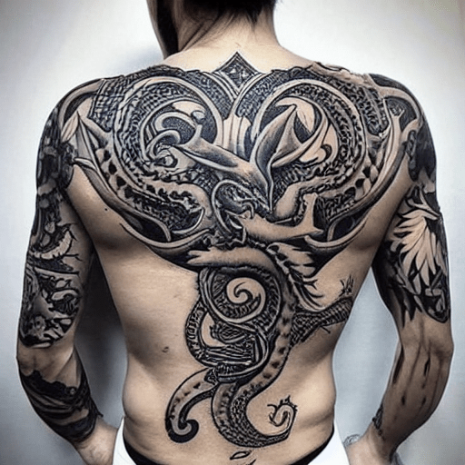 Drargon tattoo on back