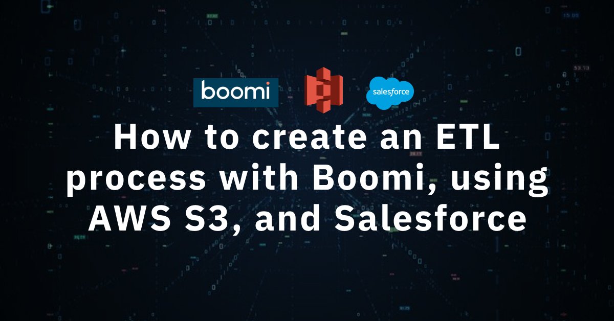 A black background with the text "How to do an ETL process with Boomi, using AWS S3 and Salesforce"