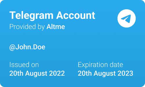 Altme  proof of telegram account ownership  verifiable credential  self sovereign identity (ssi) proof of identity decentralized identity (did) identité numérique