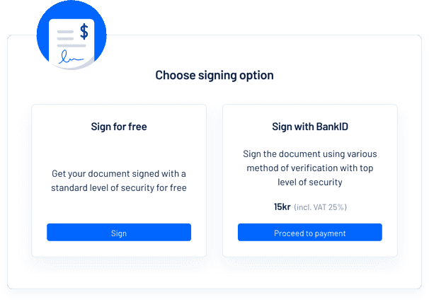 Choose signing options
