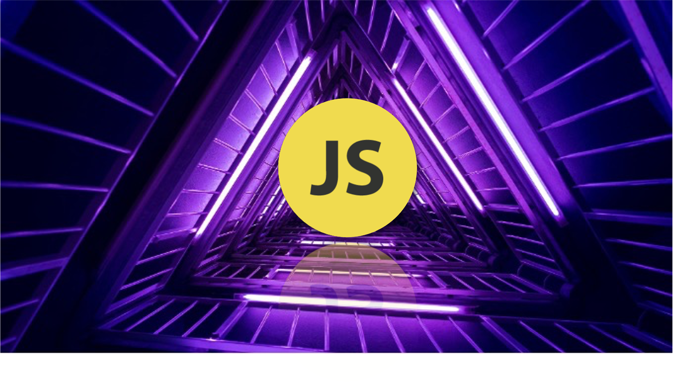 Javascript's logo on an abstract violet background