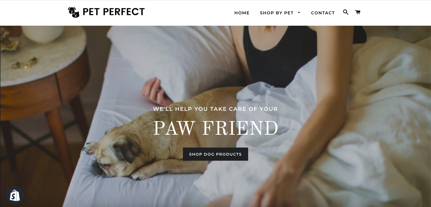 pet products niche pre-built store home page
