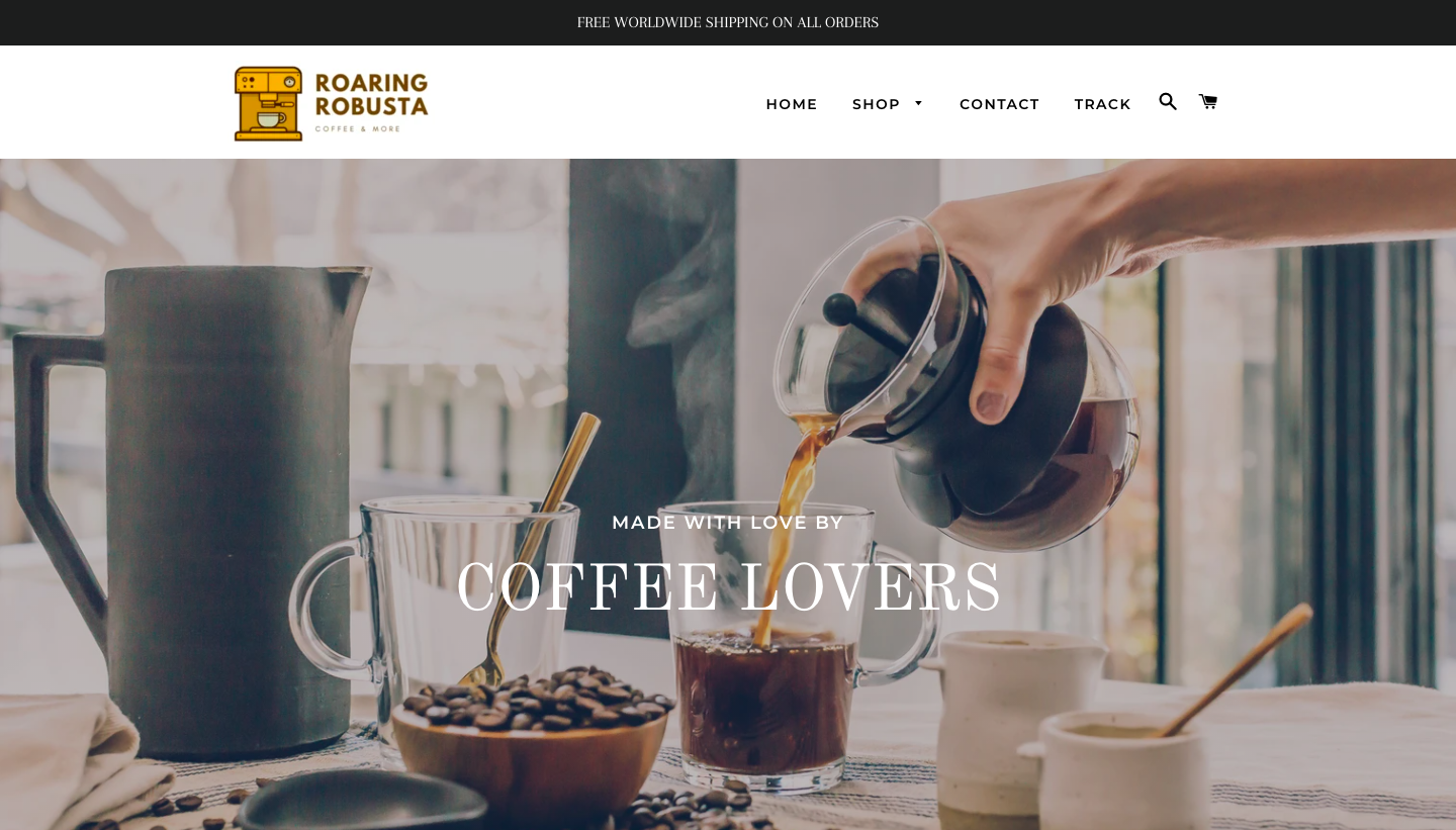 coffee products niche pre-built store home page