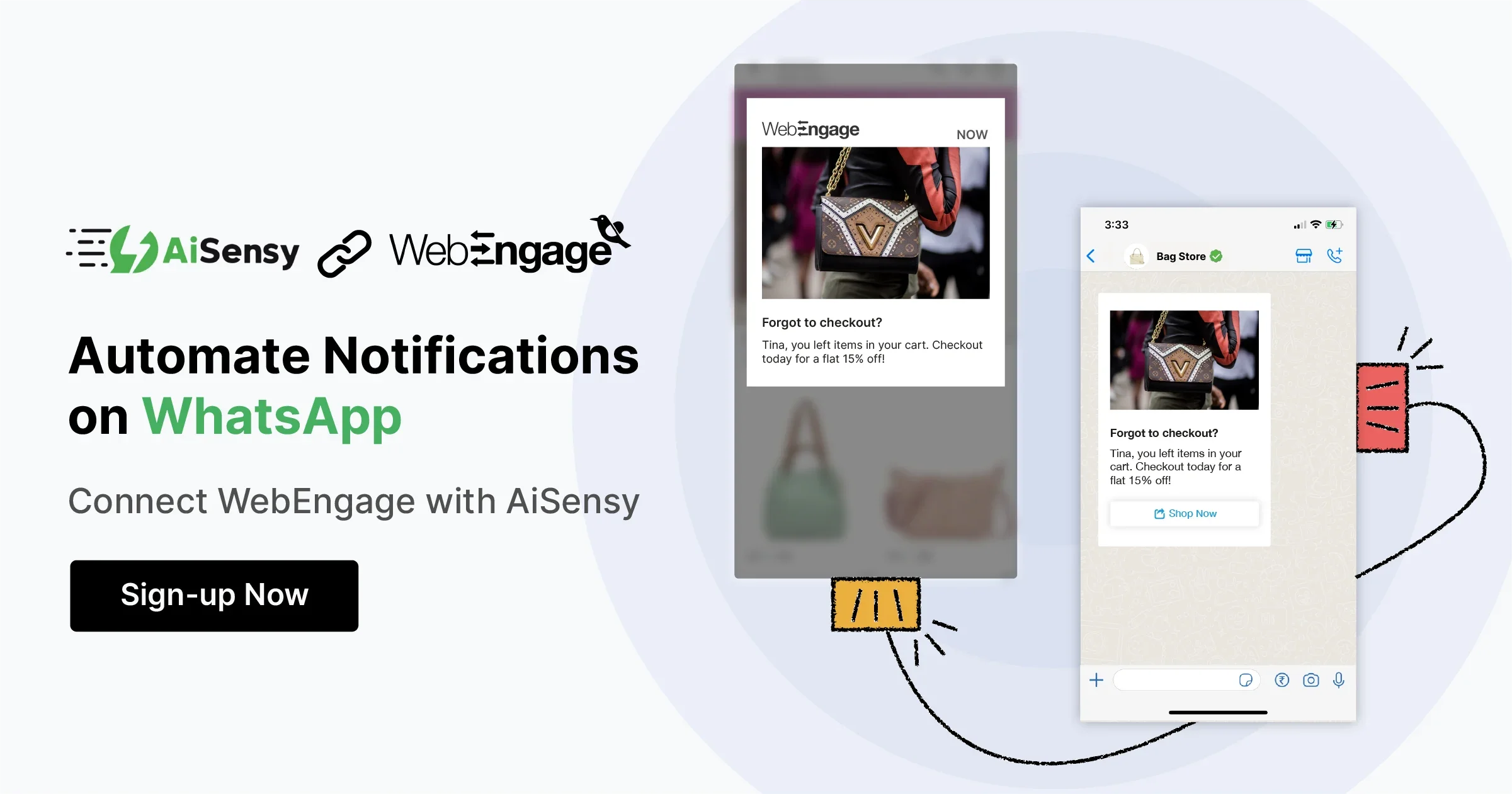 Connect webengage with whatsapp via aisensy