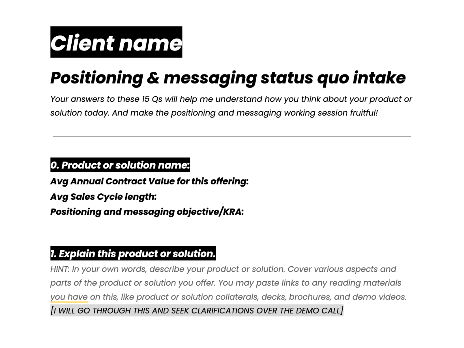 B2b messaging intake form