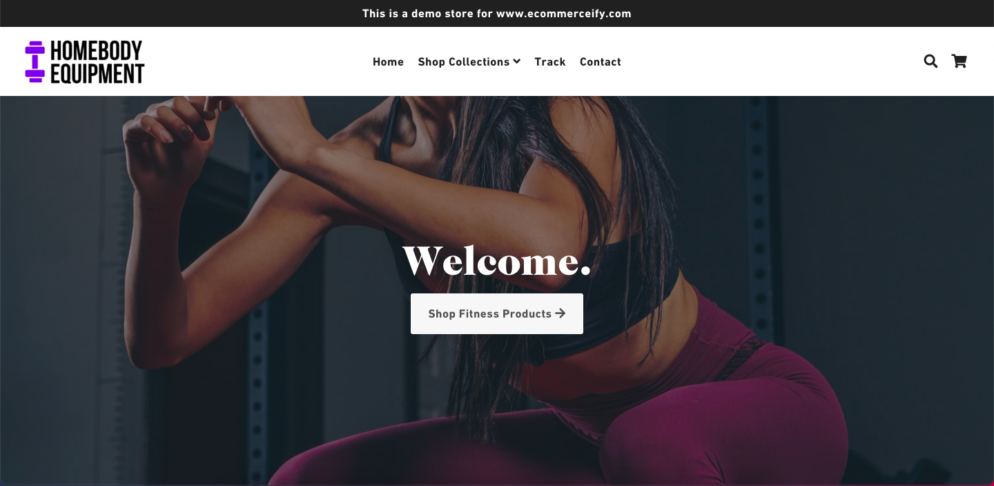 fitness equipment niche pre-built store home page