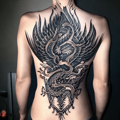 Dragon tattoo on back