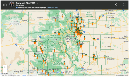 A map of hunger relief organizations in Colorado