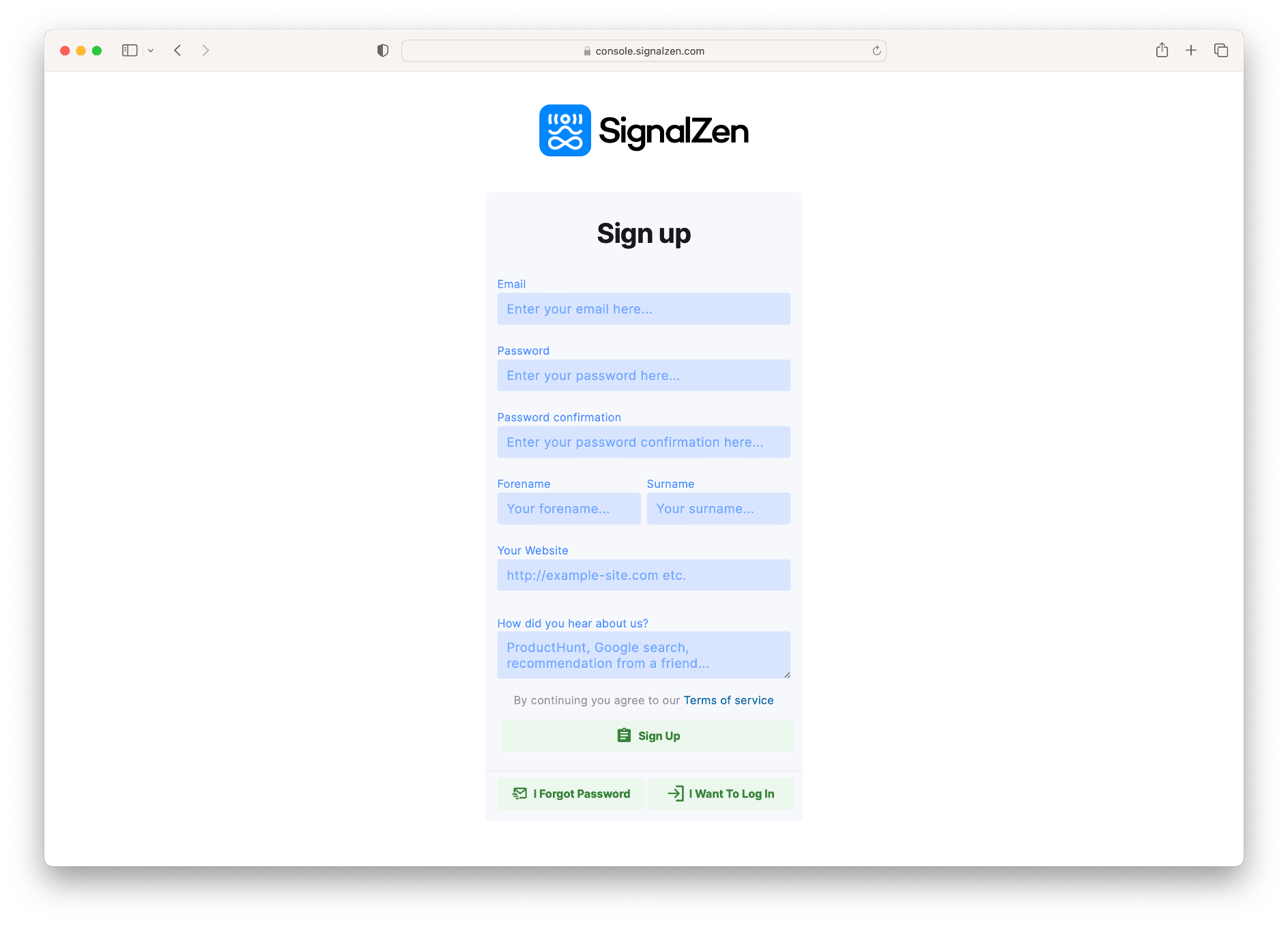Sign up to SignalZen
