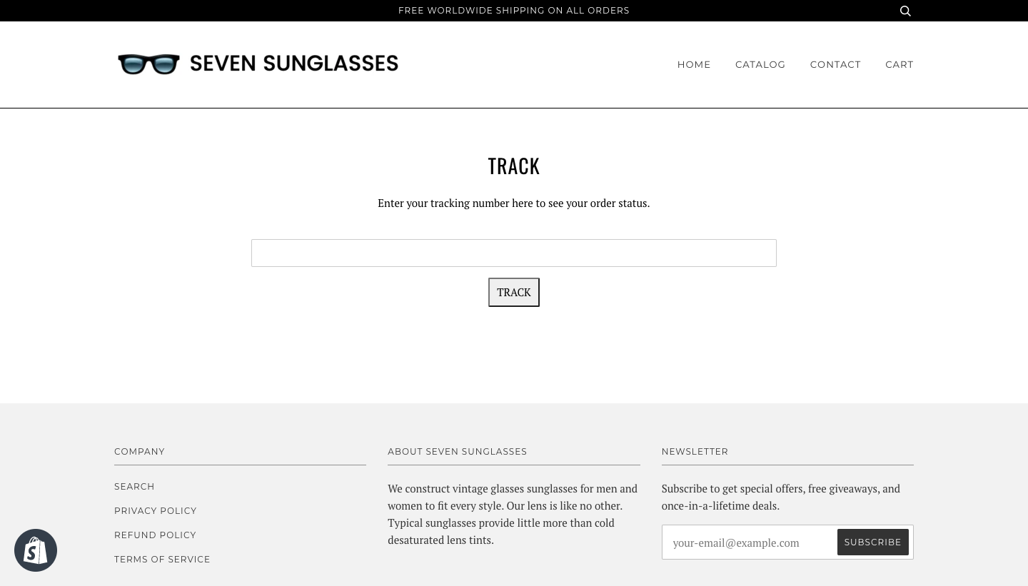 sunglasses niche pre-built store order tracking page