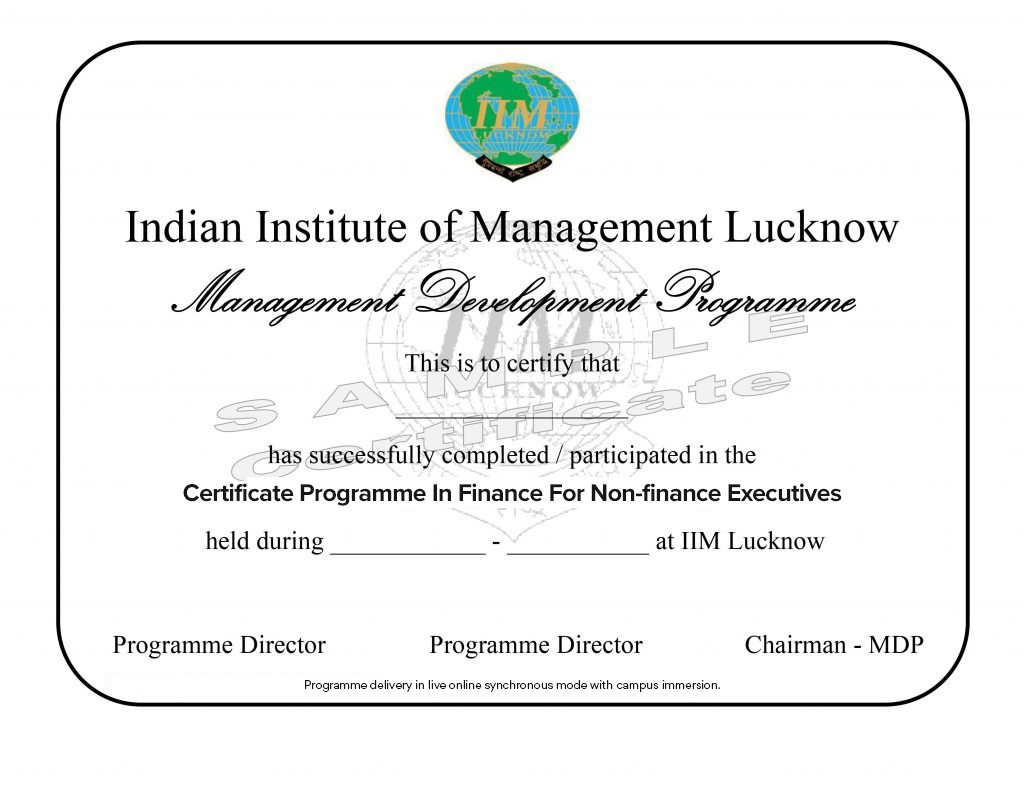 3rd Certificate Programme in FINANCE FOR NON FINANCE EXECUTIVES : IIT  Delhi