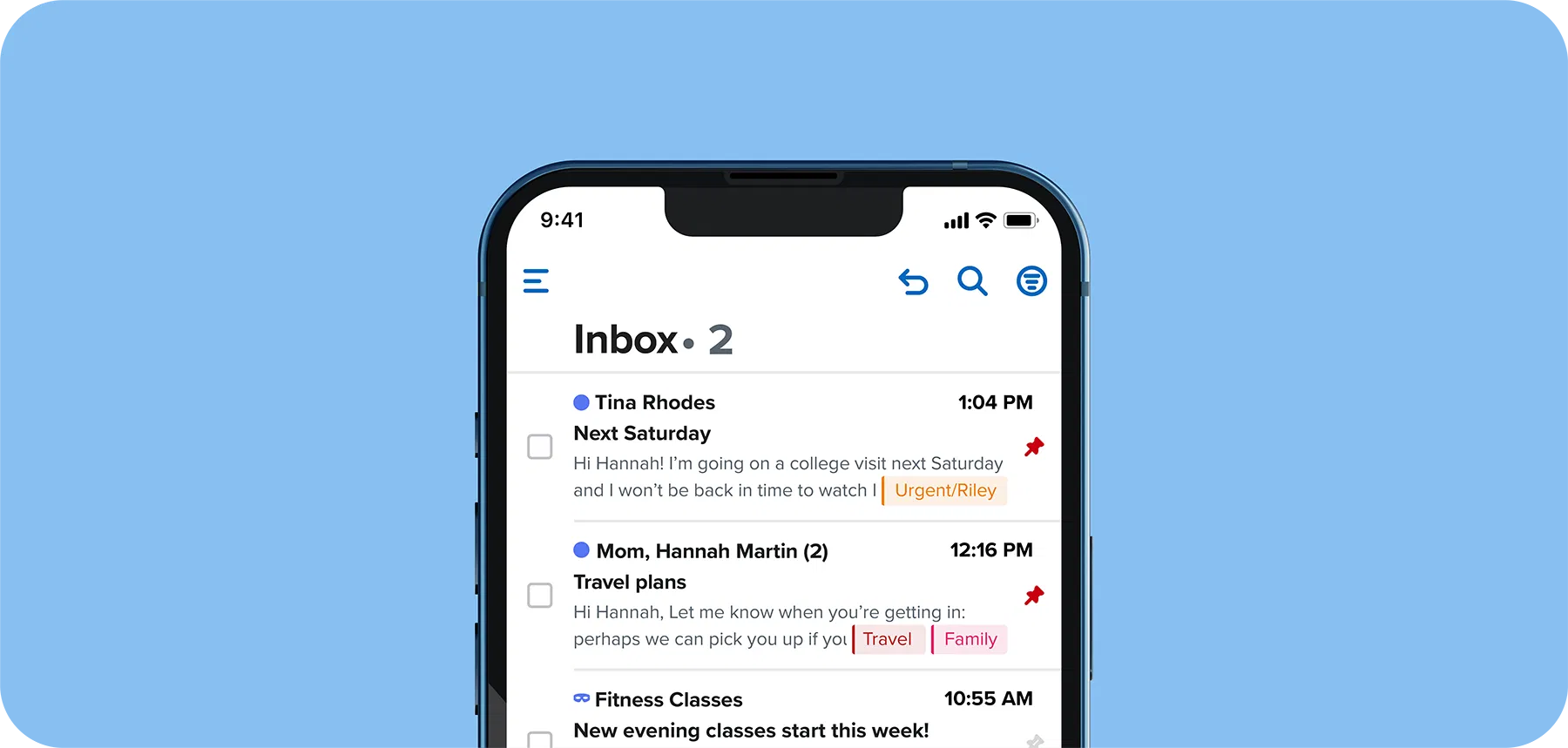 An example of FastMail Loaded on an iPhone