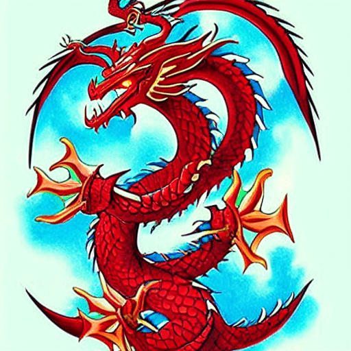 Dragon tattoo coloured