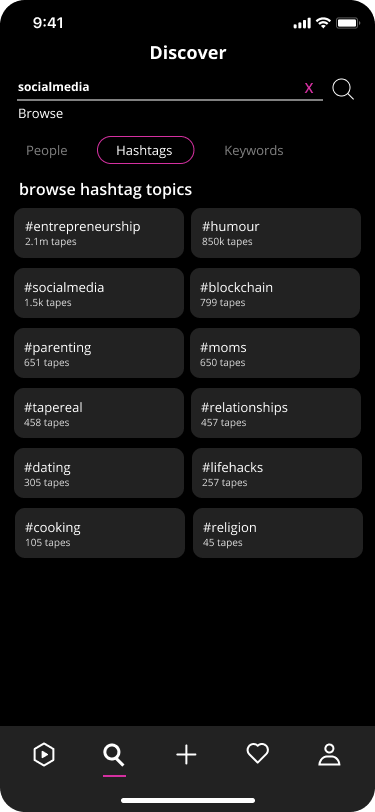 Tapereal trending hashtag topics discover