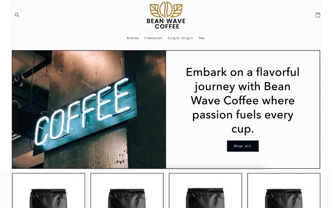 Beanwavecoffee shopify store for sale desktop