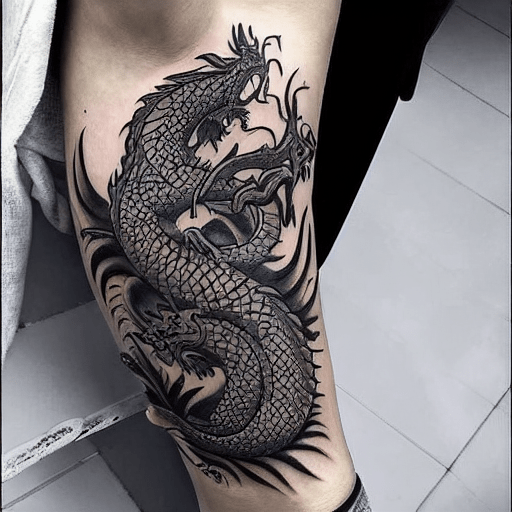 Dragon tattoo on leg