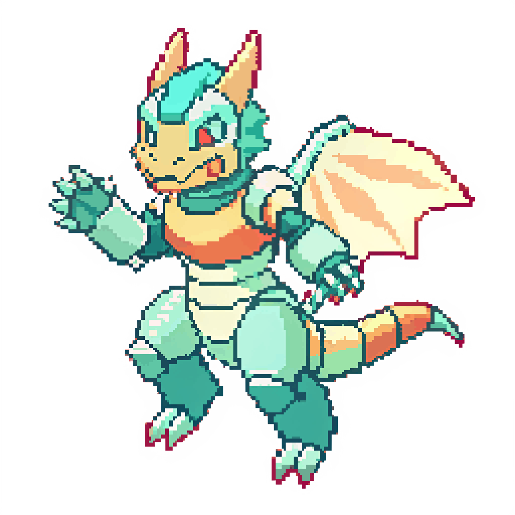 Cute robot dragon  dynamic pose  flying fast  isom