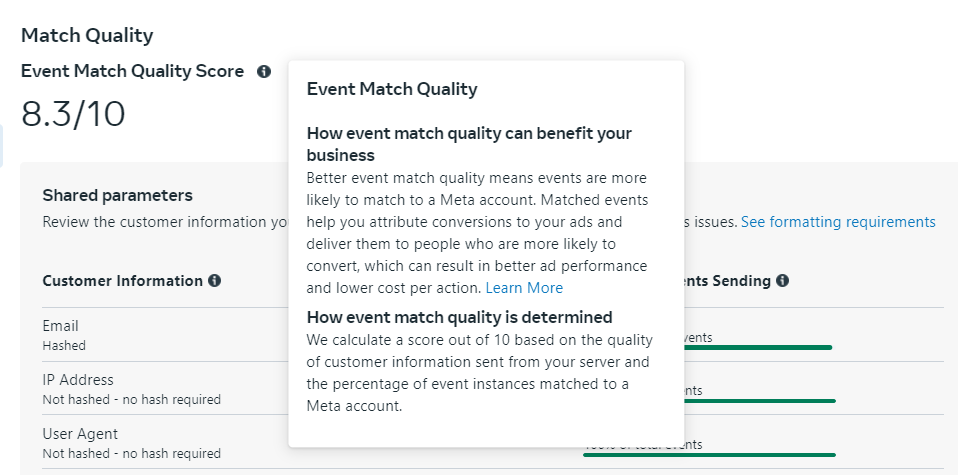 how to incluMeta CAPI event match quality score