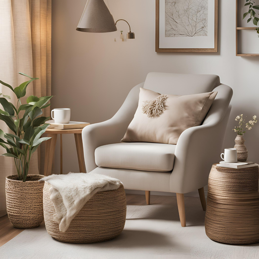 A calm and serene home setting that represents postpartum support