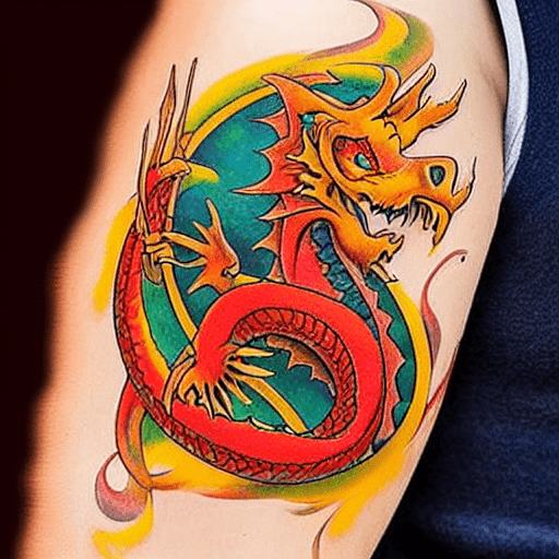 Dragon tattoo coloured