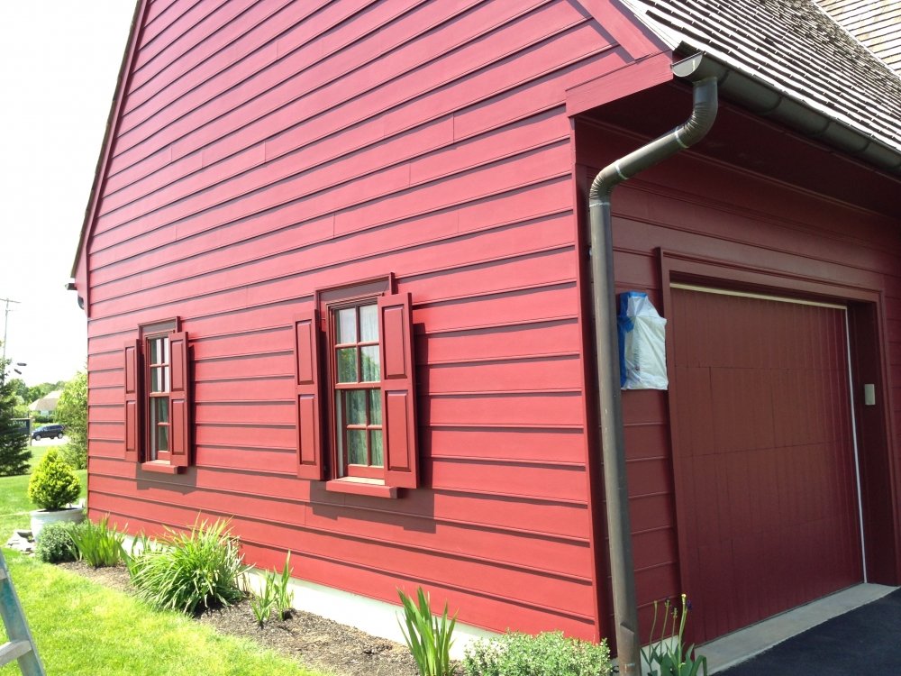 transforming an old garage with Benjamin Moore Roseate Red paint
