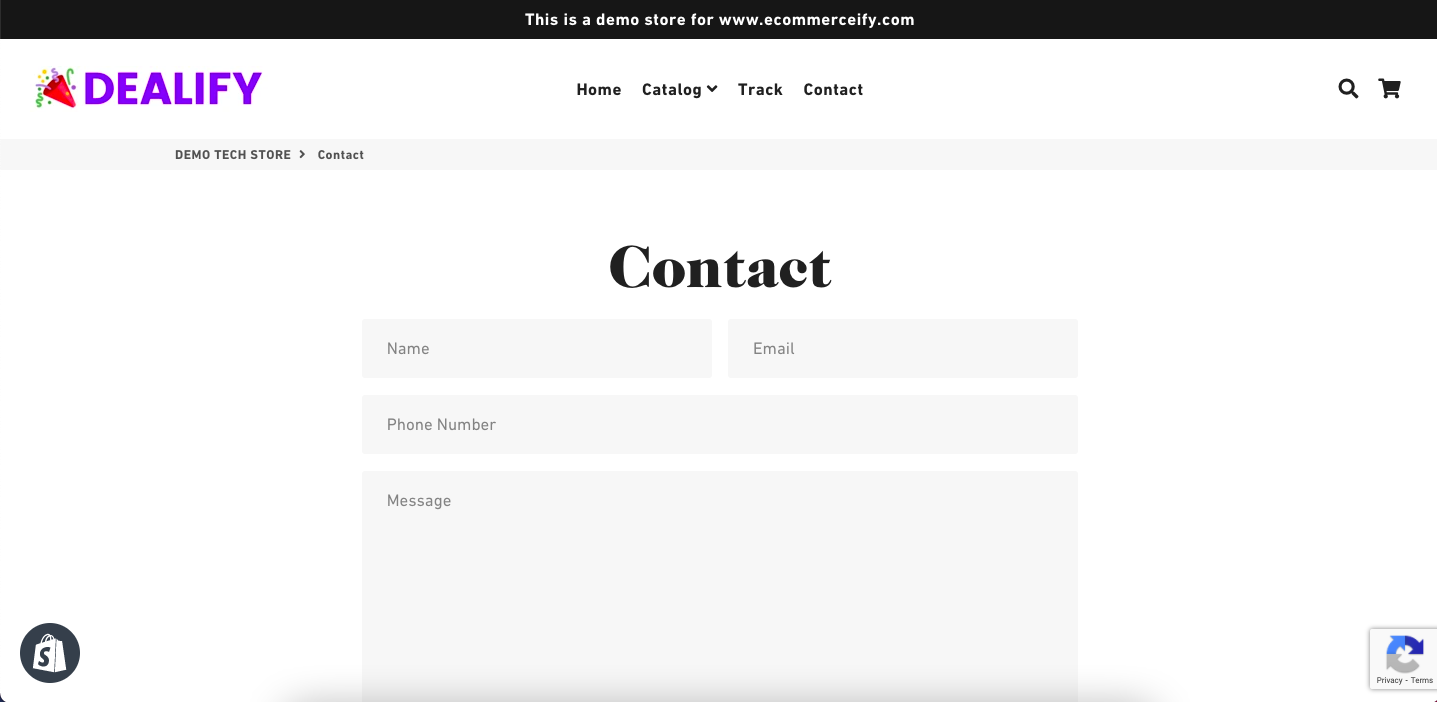 general products store pre-built store contact page