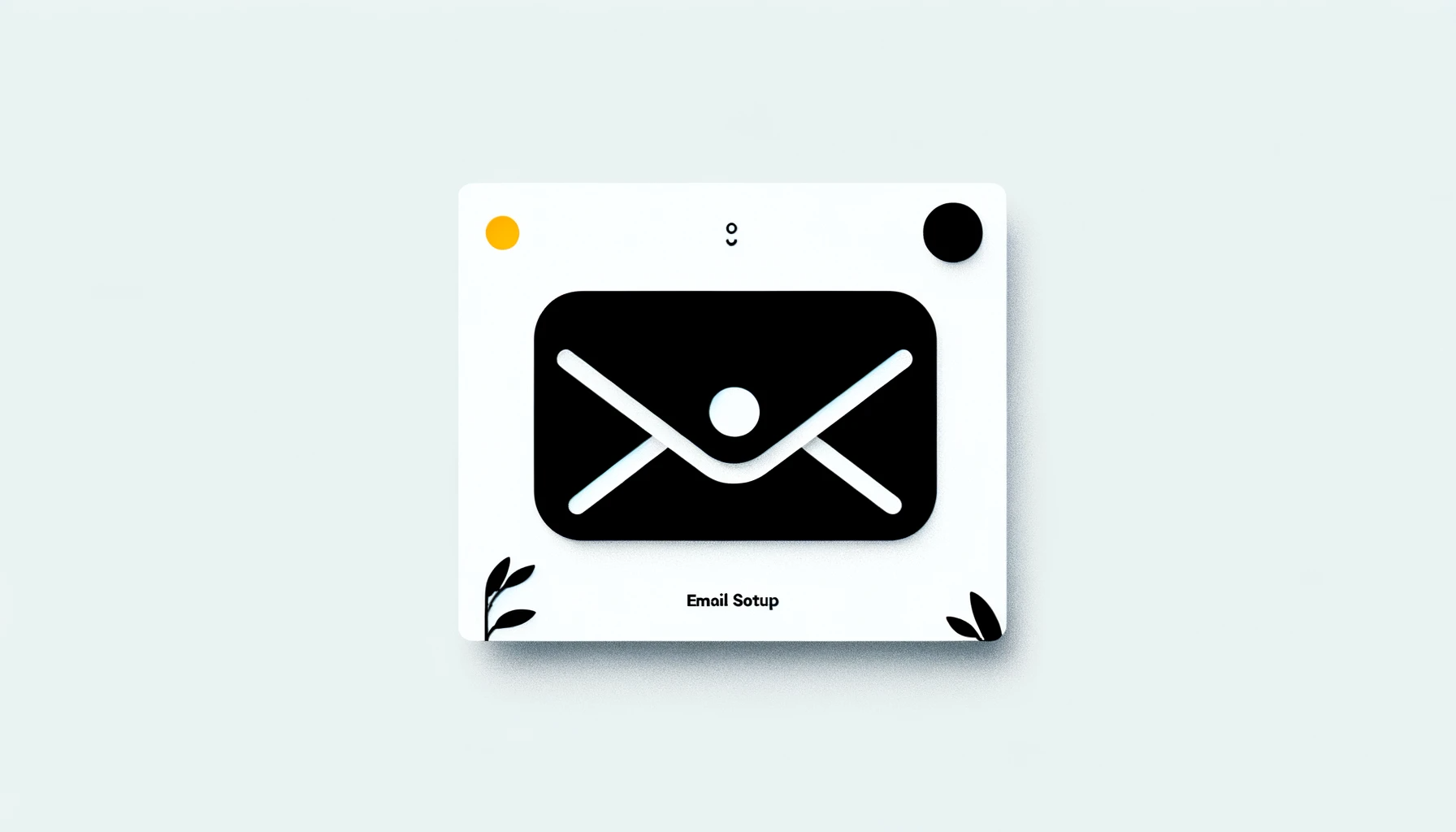 Dall·e 2023 11 15 14.57.45   a simplified blog cover image for 'email setup' using only black, white, and yellow colors. the design should be very minimalist, featuring only a lar