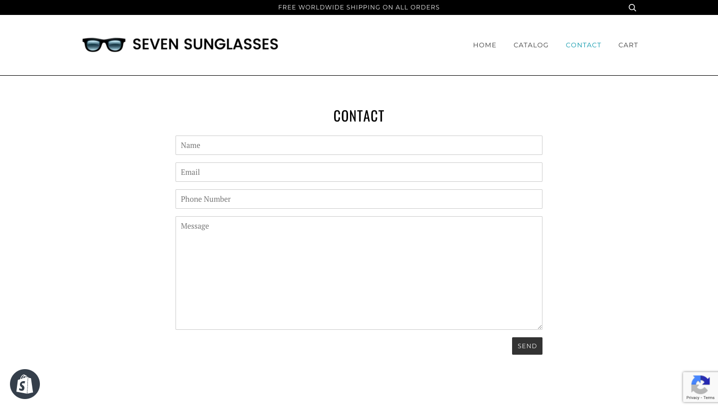 sunglasses niche pre-built store contact page