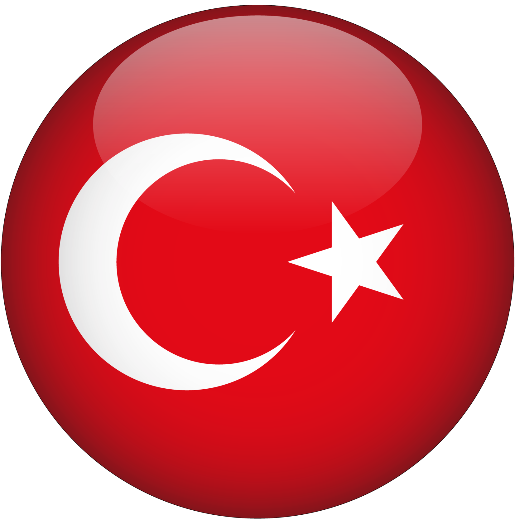 Turkey 3d rounded flag with transparent background free png