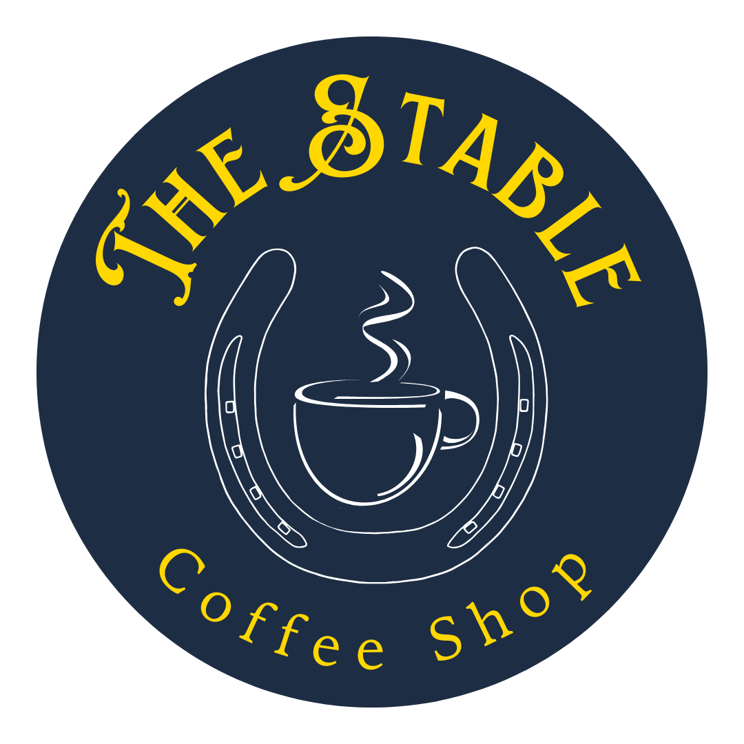 The stable coffee logo (blue + yellow, horseshoe) 2 