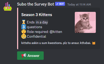 Kittens survey invitation