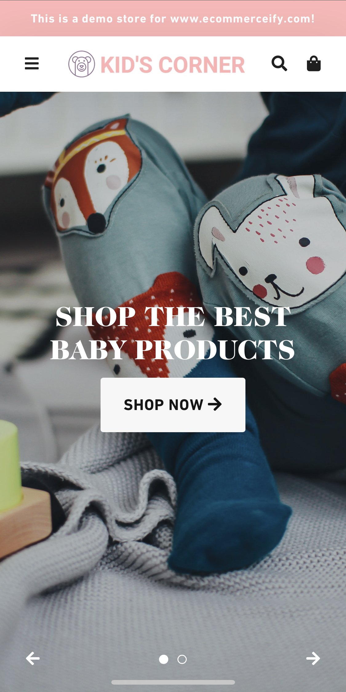 baby products niche pre-built store phone view