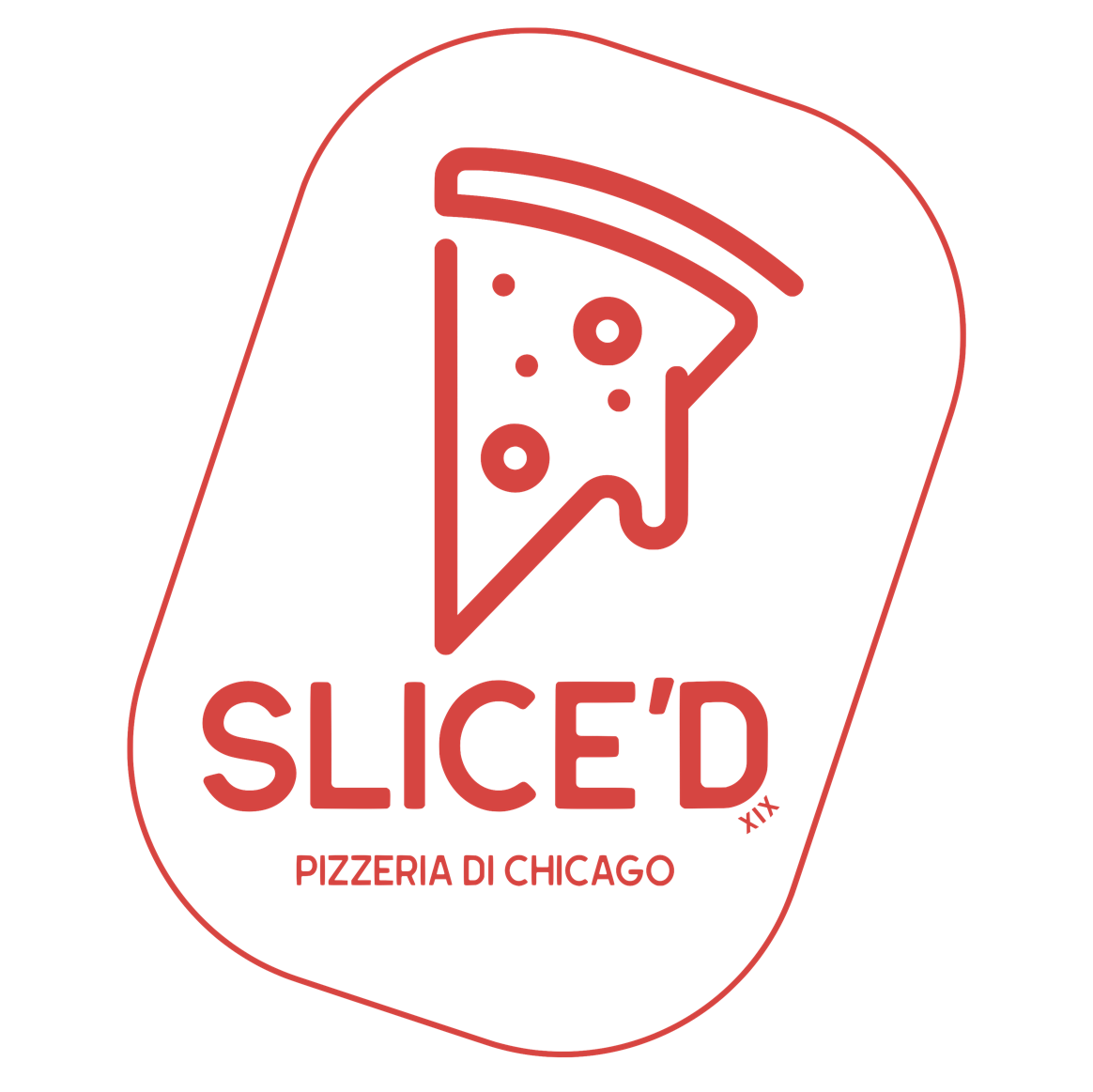 Red slice'd pizzeria logo