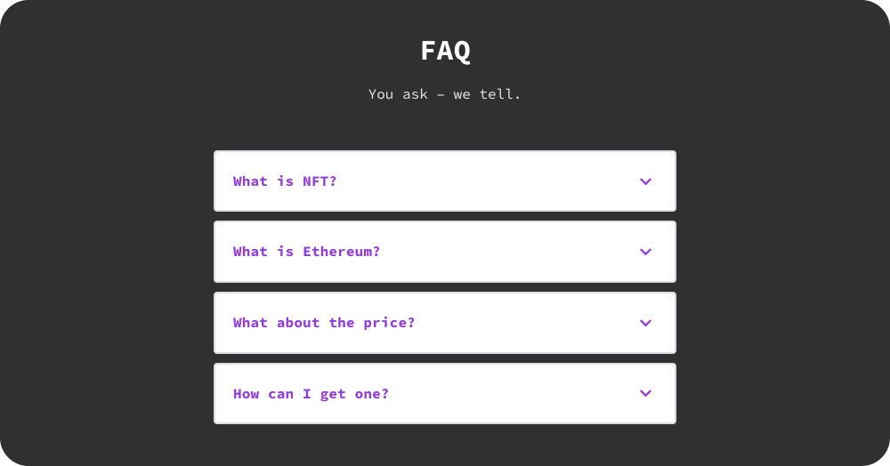 Unicorn Platform FAQ component