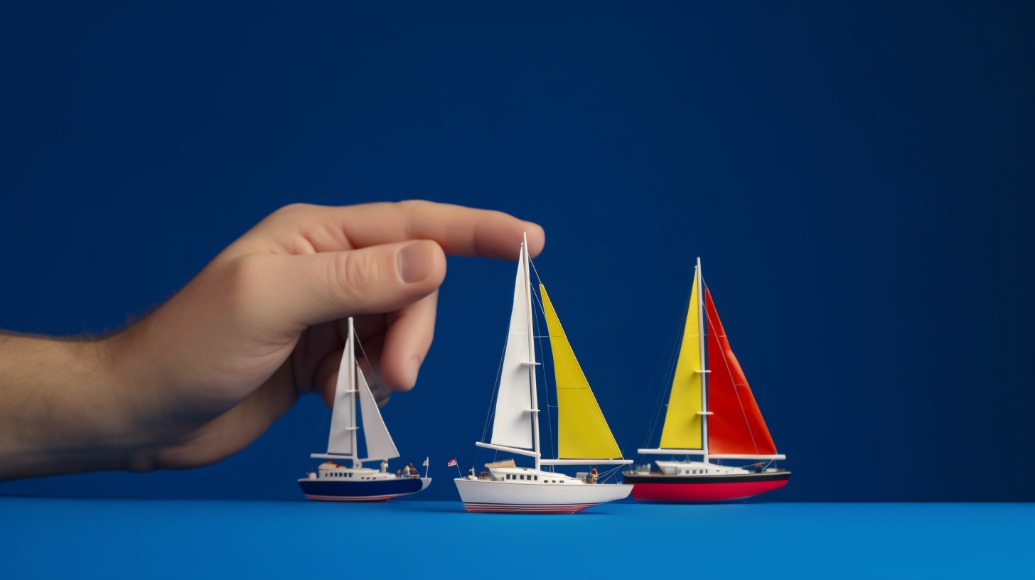 Diegoanaya finger pointing to one of three realistic toy yachts 509b8078 adce 4f38 8127 cab12f291a1b