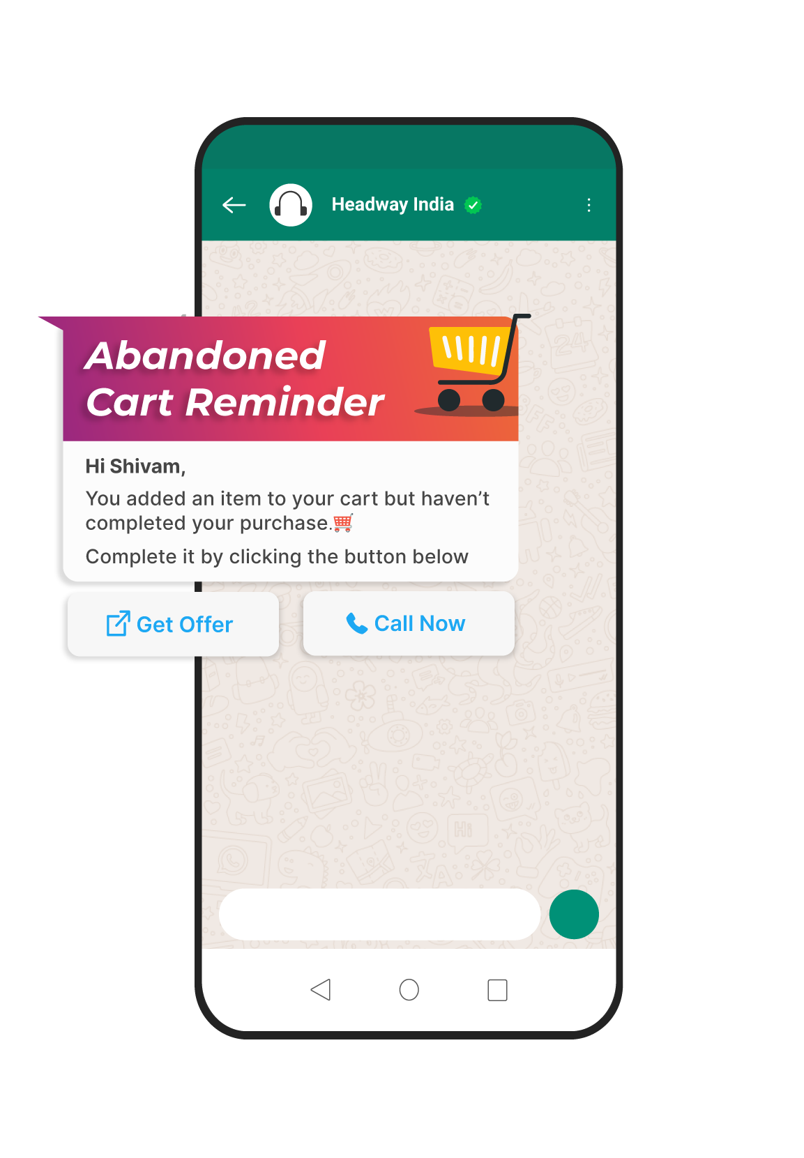 Marketing+Support on WhatsApp - Send abandoned cart notifications