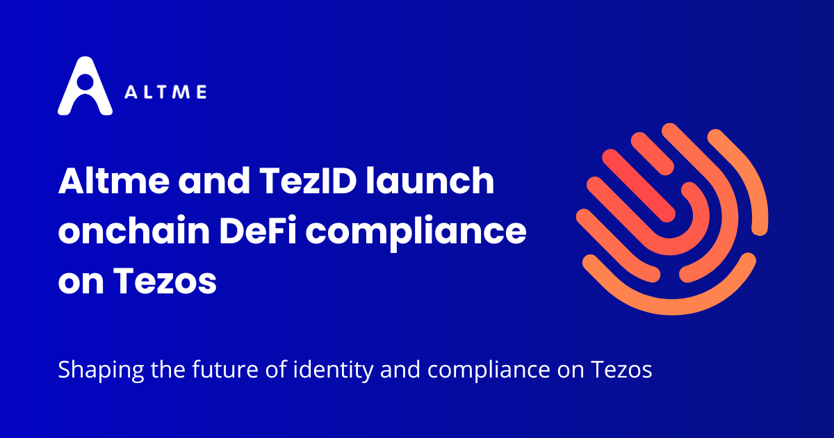 TezID oracle logo combined with Altme wallet, representing the seamless on-chain DeFi compliance solution for Tezos users, dApps, and DeFi platforms by Altme and TezID