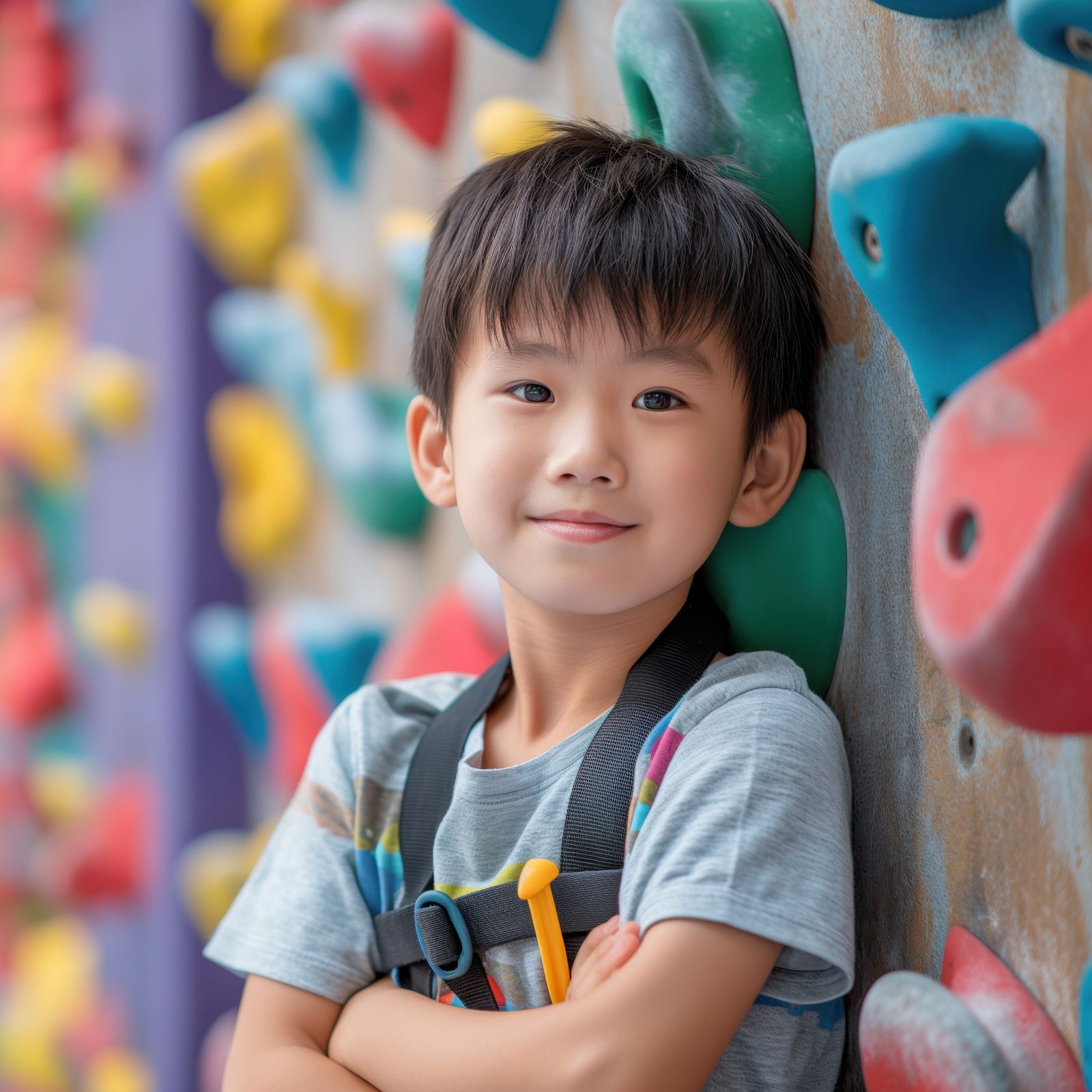 Rock climbing boy