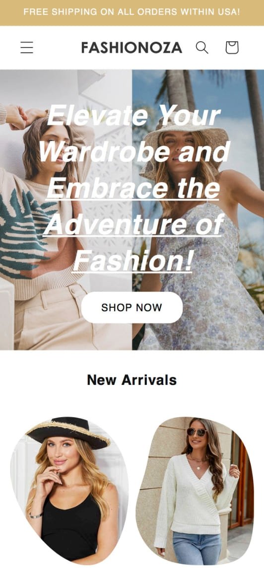 Fashionoza shopify store for sale mobile