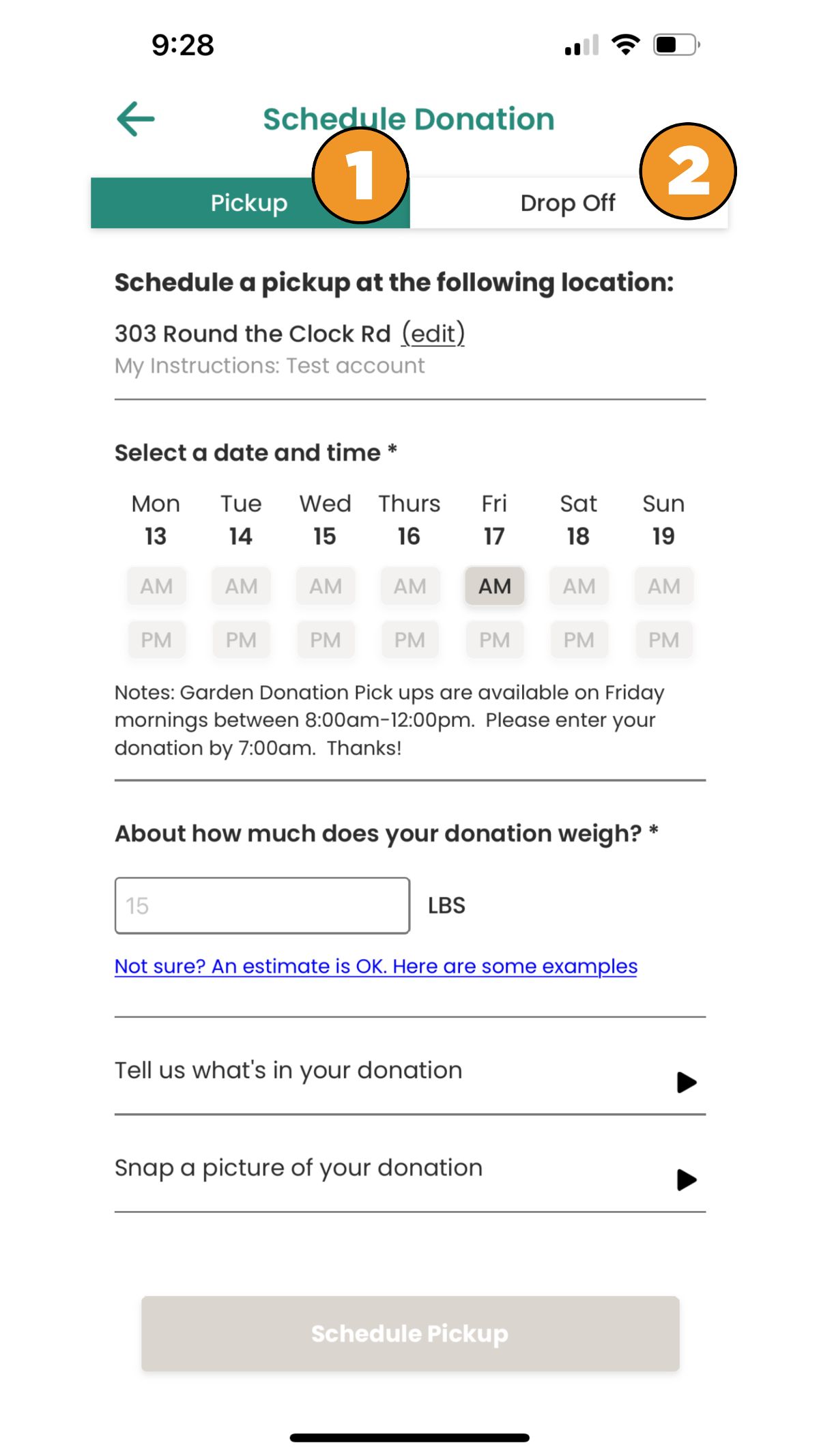 Schedule donation