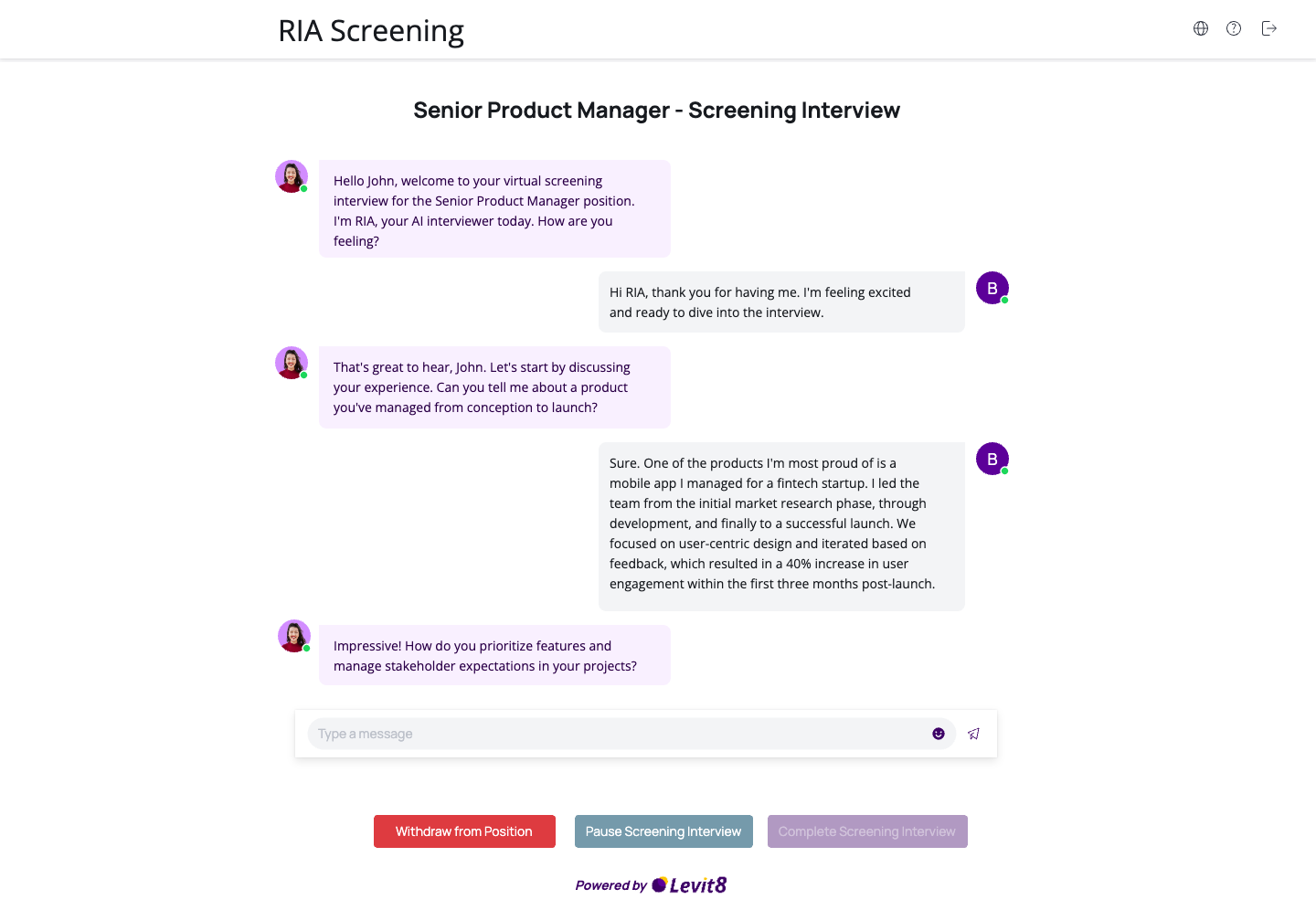Levit8 ria screening   chat interface (1)
