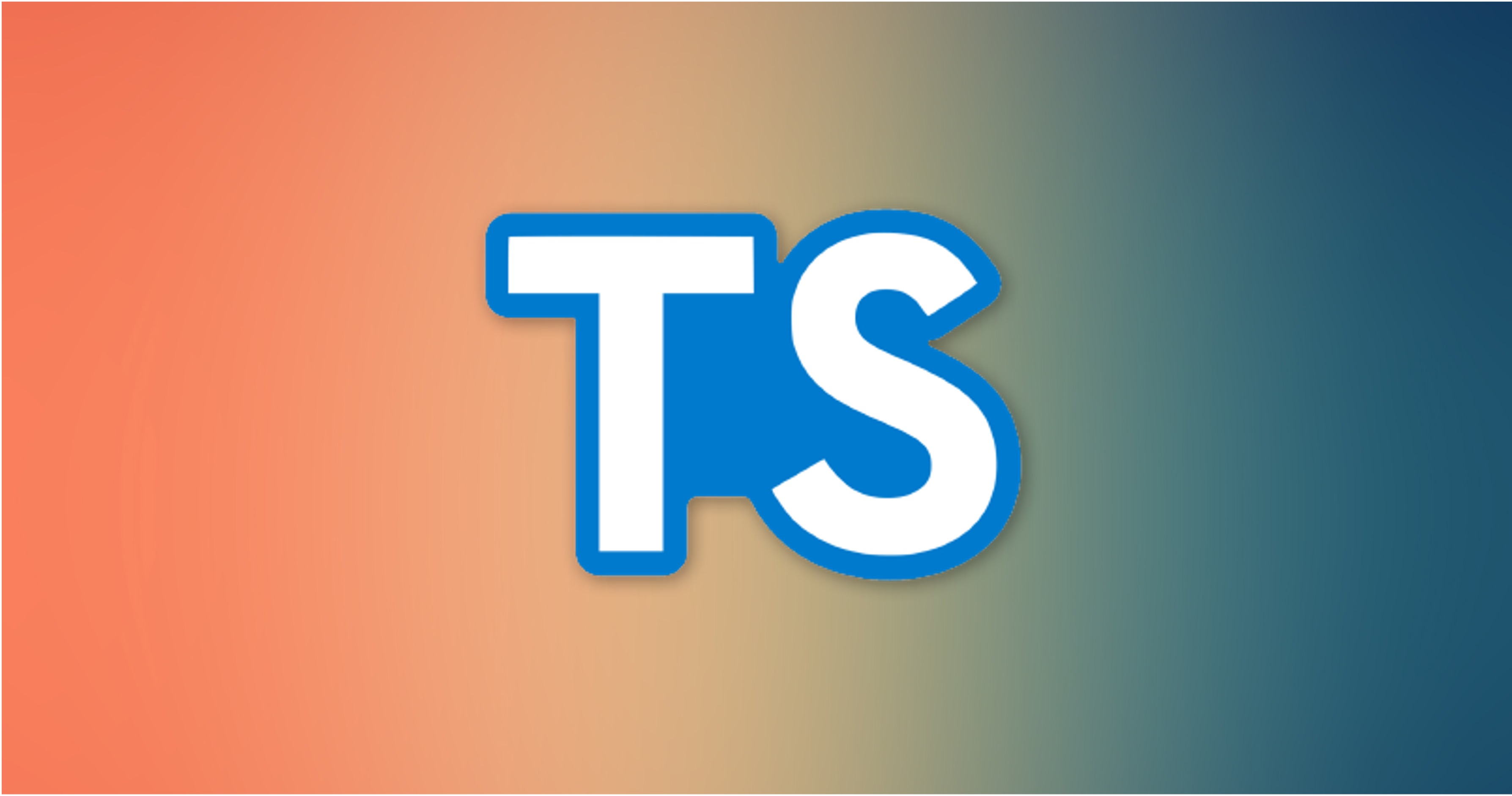 TypeScript's logo on a blue and orange gradient background
