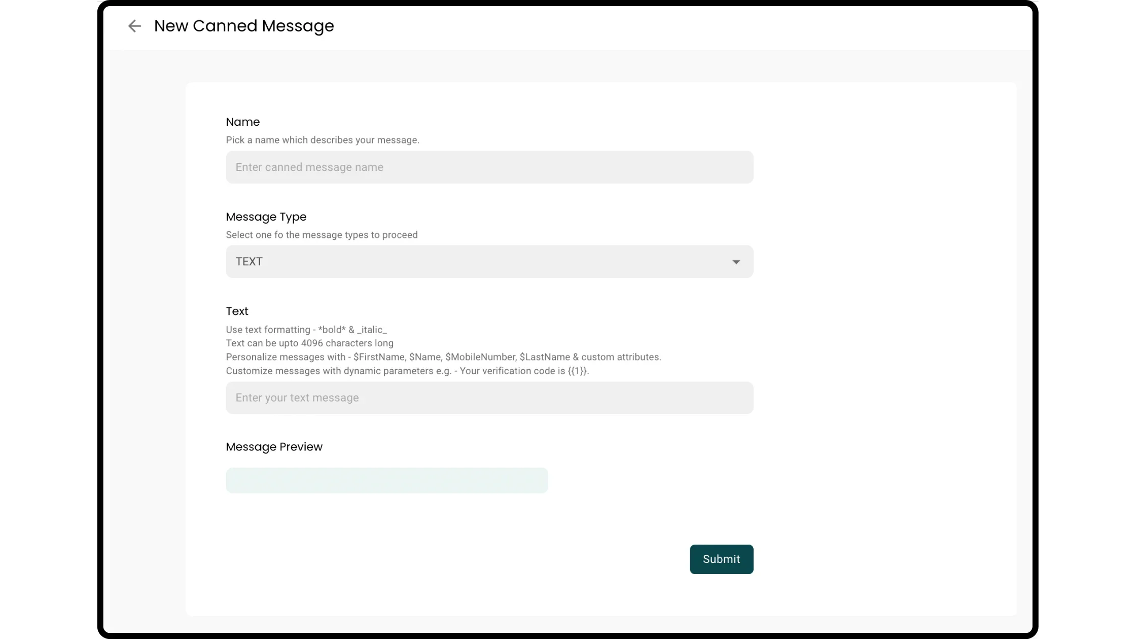 Create a canned message